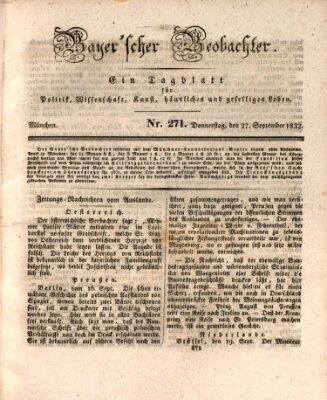 Bayer'scher Beobachter Donnerstag 27. September 1832