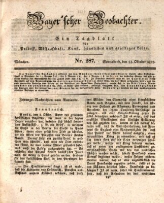 Bayer'scher Beobachter Samstag 13. Oktober 1832