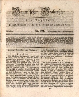 Bayer'scher Beobachter Samstag 27. Oktober 1832