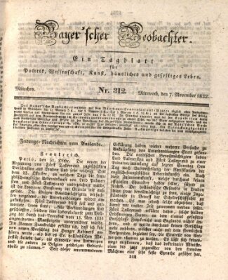 Bayer'scher Beobachter Mittwoch 7. November 1832