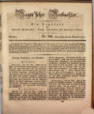 Bayer'scher Beobachter Donnerstag 29. November 1832