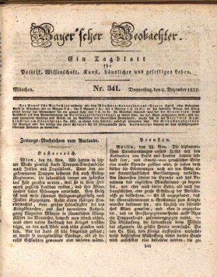 Bayer'scher Beobachter Donnerstag 6. Dezember 1832