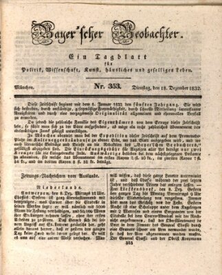 Bayer'scher Beobachter Dienstag 18. Dezember 1832