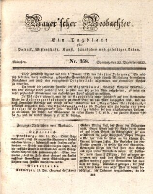 Bayer'scher Beobachter Sonntag 23. Dezember 1832