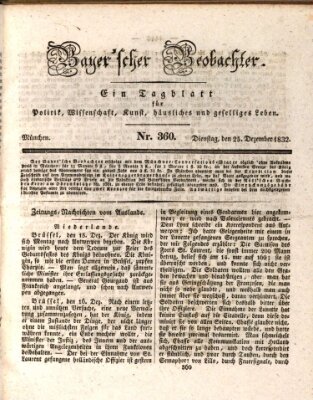 Bayer'scher Beobachter Dienstag 25. Dezember 1832