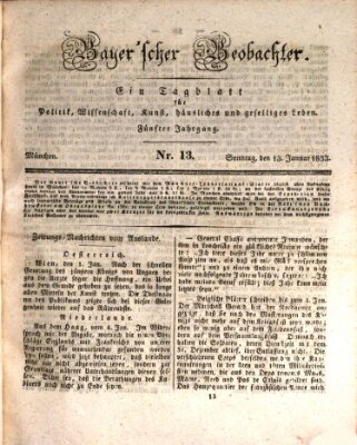 Bayer'scher Beobachter Sonntag 13. Januar 1833