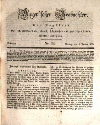 Bayer'scher Beobachter Montag 14. Januar 1833