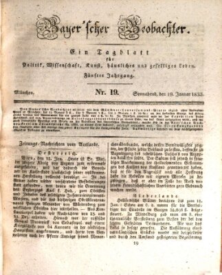 Bayer'scher Beobachter Samstag 19. Januar 1833