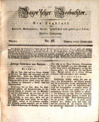 Bayer'scher Beobachter Sonntag 27. Januar 1833