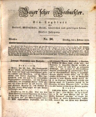 Bayer'scher Beobachter Dienstag 5. Februar 1833