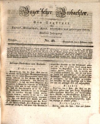 Bayer'scher Beobachter Samstag 9. Februar 1833