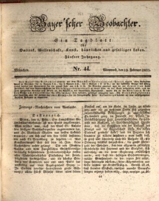 Bayer'scher Beobachter Mittwoch 13. Februar 1833