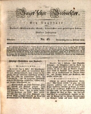 Bayer'scher Beobachter Donnerstag 14. Februar 1833