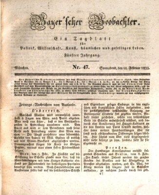 Bayer'scher Beobachter Samstag 16. Februar 1833