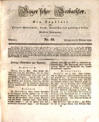 Bayer'scher Beobachter Freitag 22. Februar 1833