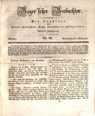 Bayer'scher Beobachter Samstag 2. März 1833