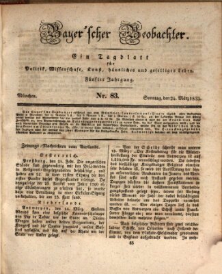 Bayer'scher Beobachter Sonntag 24. März 1833