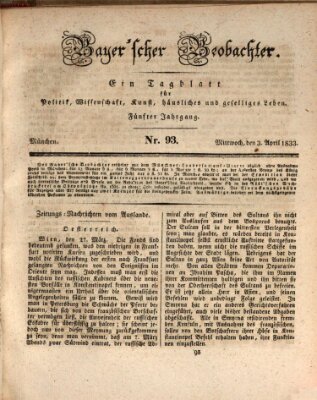 Bayer'scher Beobachter Mittwoch 3. April 1833