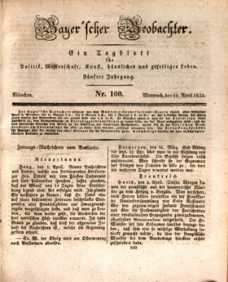 Bayer'scher Beobachter Mittwoch 10. April 1833