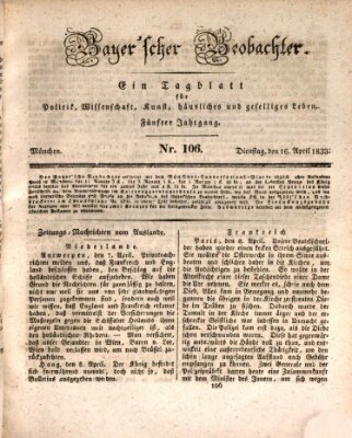 Bayer'scher Beobachter Dienstag 16. April 1833