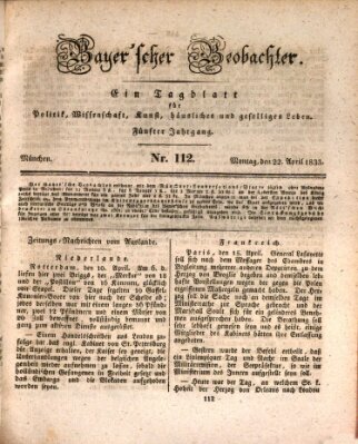 Bayer'scher Beobachter Montag 22. April 1833