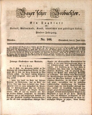 Bayer'scher Beobachter Samstag 15. Juni 1833