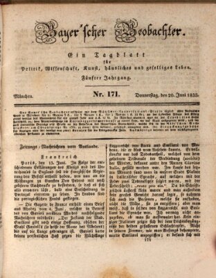 Bayer'scher Beobachter Donnerstag 20. Juni 1833