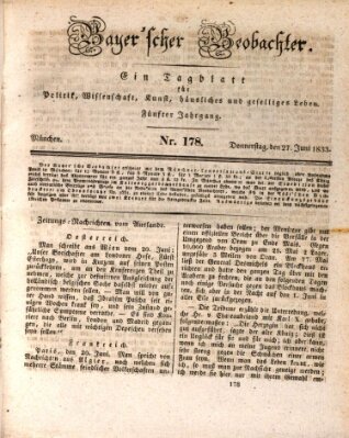 Bayer'scher Beobachter Donnerstag 27. Juni 1833