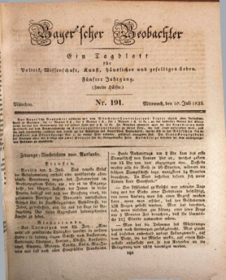 Bayer'scher Beobachter Mittwoch 10. Juli 1833