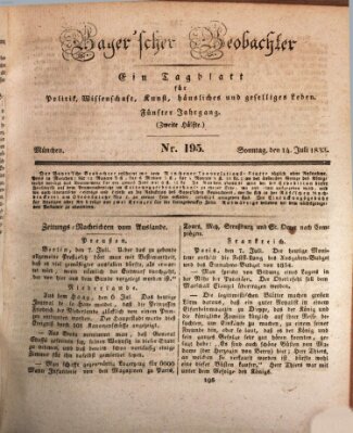 Bayer'scher Beobachter Sonntag 14. Juli 1833