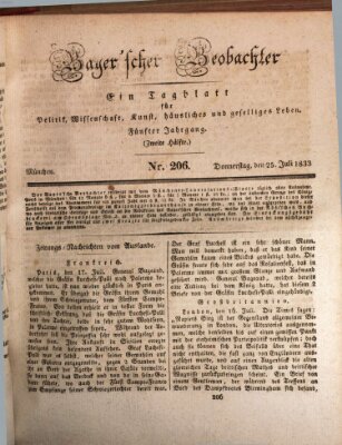 Bayer'scher Beobachter Donnerstag 25. Juli 1833