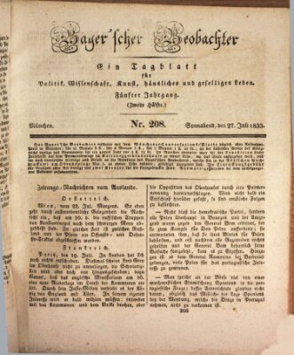 Bayer'scher Beobachter Samstag 27. Juli 1833