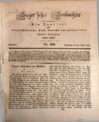 Bayer'scher Beobachter Sonntag 28. Juli 1833