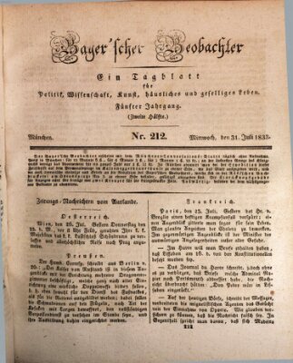 Bayer'scher Beobachter Mittwoch 31. Juli 1833