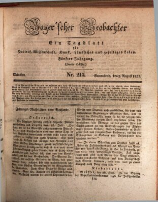 Bayer'scher Beobachter Samstag 3. August 1833