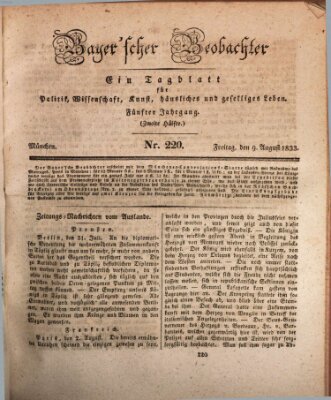 Bayer'scher Beobachter Freitag 9. August 1833