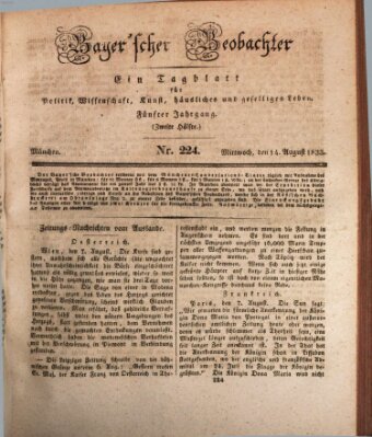 Bayer'scher Beobachter Mittwoch 14. August 1833