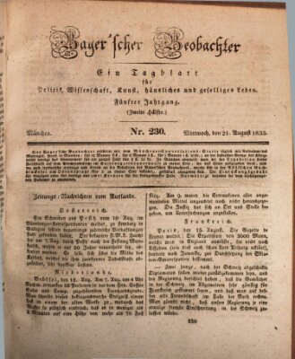 Bayer'scher Beobachter Mittwoch 21. August 1833