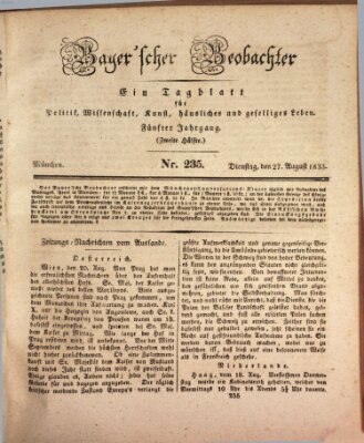 Bayer'scher Beobachter Dienstag 27. August 1833