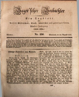 Bayer'scher Beobachter Mittwoch 28. August 1833