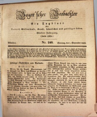 Bayer'scher Beobachter Sonntag 1. September 1833