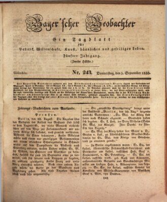 Bayer'scher Beobachter Donnerstag 5. September 1833