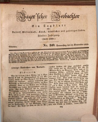 Bayer'scher Beobachter Donnerstag 12. September 1833