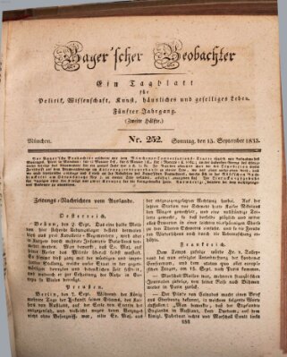 Bayer'scher Beobachter Sonntag 15. September 1833