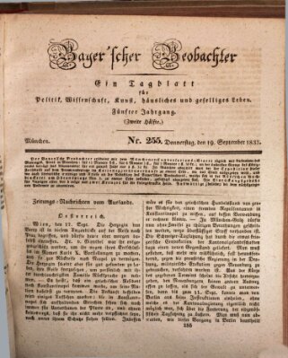 Bayer'scher Beobachter Donnerstag 19. September 1833