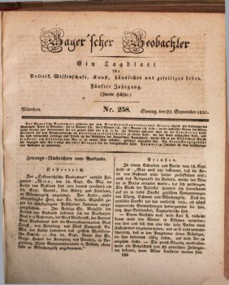 Bayer'scher Beobachter Sonntag 22. September 1833