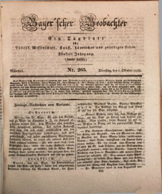 Bayer'scher Beobachter Dienstag 1. Oktober 1833