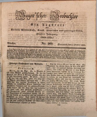 Bayer'scher Beobachter Samstag 5. Oktober 1833