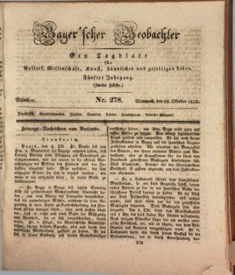 Bayer'scher Beobachter Mittwoch 16. Oktober 1833