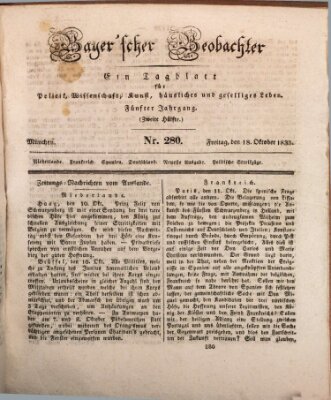 Bayer'scher Beobachter Freitag 18. Oktober 1833